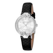 Leren Band Analoog Horloge voor Vrouwen Roberto Cavalli , Black , Dame...