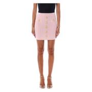 Gouden Knoop Gebreide Rok Balmain , Pink , Dames