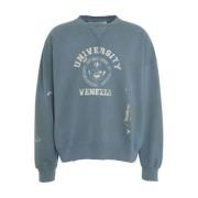 Blauwe Sweater Logo Print Casual Trendy Golden Goose , Blue , Heren