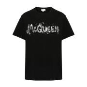 Zwart T-shirt met logoprint Alexander McQueen , Black , Heren