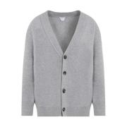 Grijze Cashmere V-Hals Vest Bottega Veneta , Gray , Dames