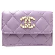 Pre-owned Leather wallets Chanel Vintage , Purple , Dames