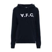 Blauwe Katoenen Logo Sweater Hoodie A.p.c. , Blue , Dames