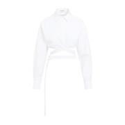 Witte Gekruist Ontwerp Shirt Alaïa , White , Dames