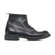 Zwarte Leren Veterschoenen Moma , Black , Heren