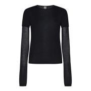 Zwarte Crew Neck Gebreide Trui TotêMe , Black , Dames