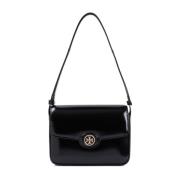 Zwarte Leren Schoudertas Elegante Stijl Tory Burch , Black , Dames