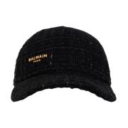 Zwarte Baseballpet Logo Plaat Balmain , Black , Dames