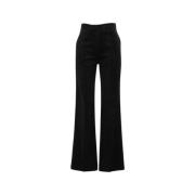 Zwarte Wijde Corduroy Broek 8PM , Black , Dames