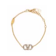 Gouden VLogo Swarovski Crystal Charm Armband Valentino Garavani , Yell...