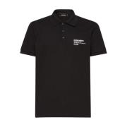 Zwart Polo Kraag Logo Patch T-shirt Dsquared2 , Black , Heren