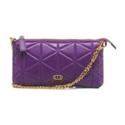 Paarse Leren Clutch Lea La Carrie , Purple , Dames