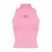 Gebreide Mouwloze Top Bubblegum Pink Diesel , Pink , Dames