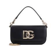 Zwarte Leren Handtas met Afneembare Band Dolce & Gabbana , Black , Dam...