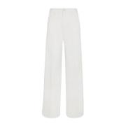 Hoge Taille Wijde Katoenen Jeans Kiton , White , Dames