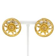 Pre-owned Fabric earrings Chanel Vintage , Yellow , Dames