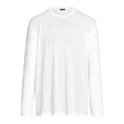 Witte Katoenen T-shirt met Lange Mouwen en Ronde Hals Kiton , White , ...