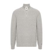 Ribgebreide Half Zip Sweater JW Anderson , Gray , Heren