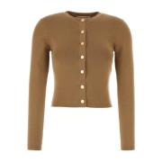 Stretch Wool Blend Cardigan Michael Kors , Brown , Dames