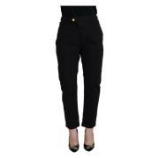 Zwarte Katoenen Taps Toelopende Broek Cycle , Black , Dames