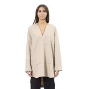 Beige Hooded Lange Trui Alpha Studio , Beige , Dames