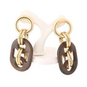 Pre-owned Metal earrings Hermès Vintage , Black , Dames