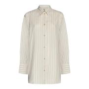 Relaxed-fit Pinstripe Shirt TotêMe , Beige , Dames