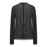 Doorschijnende Mesh Top Zwart TotêMe , Black , Dames