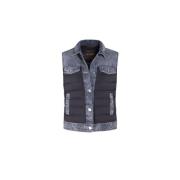 Gemarmerde Denim Gewatteerde Donsvest Moorer , Blue , Heren