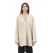 Hoodie met lange mouwen V-hals Alpha Studio , Beige , Dames