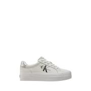 Witte Sneakers Stijlvol Comfortabel Minimalistisch Rubberen Zool Calvi...