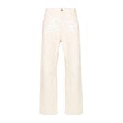 Beige Denim Running Dog Grafische Jeans Icecream , Beige , Heren