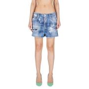 Denim Shorts - Blauw, Distressed Stijl Dsquared2 , Blue , Dames