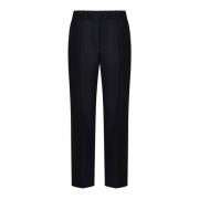 Zwarte broek van zuivere scheerwol met elastische taille Max Mara , Bl...