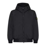 Zwarte Donsjas met Hoge Kraag Stone Island , Black , Heren