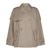 Beige Kort Double-Breasted Trenchcoat Max Mara , Beige , Dames