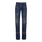 Denim straight-leg biker jeans Balmain , Blue , Heren