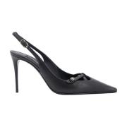 Metalen Monogram Leren Slingback Hakken Dolce & Gabbana , Black , Dame...