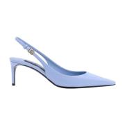 Glanzend Leren Slingback Stiletto Hak Dolce & Gabbana , Blue , Dames