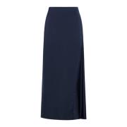 Navy Blue Satin Midi Rok Max Mara Weekend , Blue , Dames