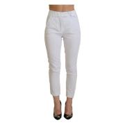 Witte hoge taille taps toelopende broek Dondup , White , Dames