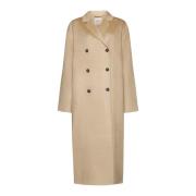 Oversized Double-Breasted Biscuit Wool Coat TotêMe , Beige , Dames