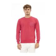 Rode Katoenen Crewneck Sweater Voorzak Baldinini , Red , Heren