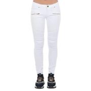 Chic Biker Stretch Denim Jeans Frankie Morello , White , Dames