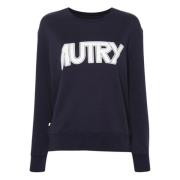 Blauwe Sweater Jersey Logo Print Autry , Blue , Dames