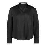 Satin Blouse Effen Kleur Stijlvol Betty & Co , Black , Dames