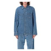 Maan Laser Denim Overshirt Lichtblauw Marine Serre , Blue , Heren