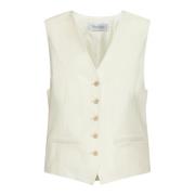 Vanilla-tone Vest met Logo Motif Max Mara , Beige , Dames