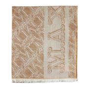 Elegant Logo Jacquard Fringed Stole Max Mara , Multicolor , Dames