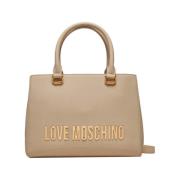 Ivoor Leren Handtas Elegant Stijlvol Moschino , Beige , Dames